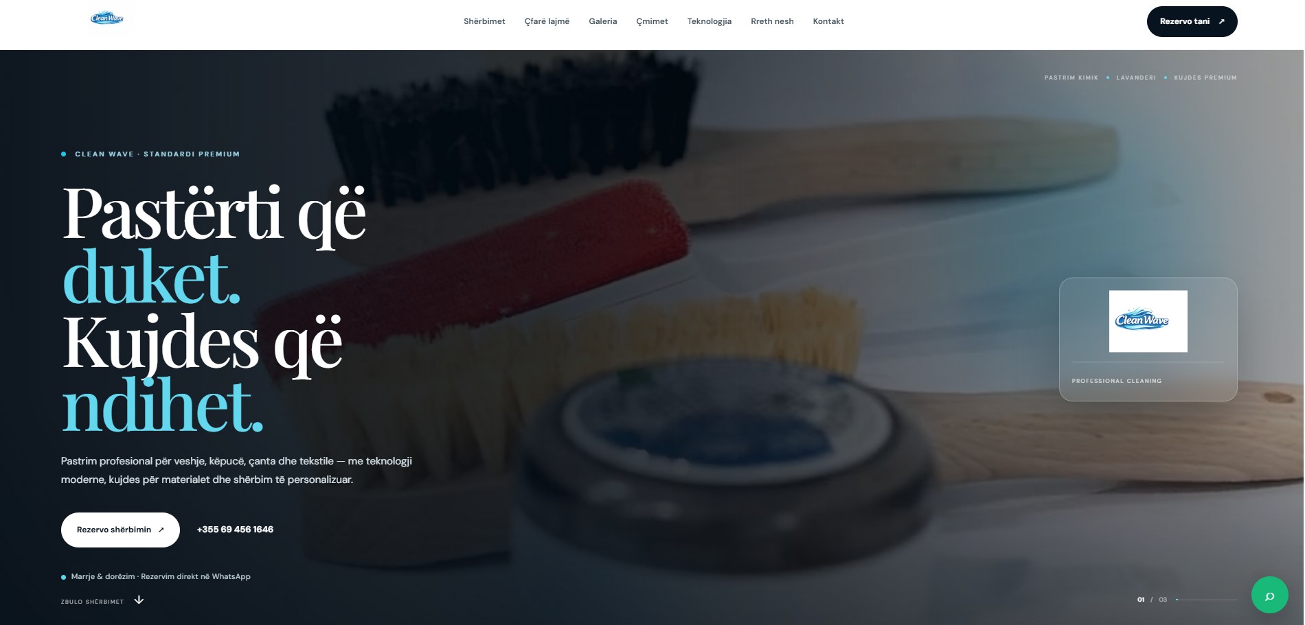 Pamja e website-it Clean Wave